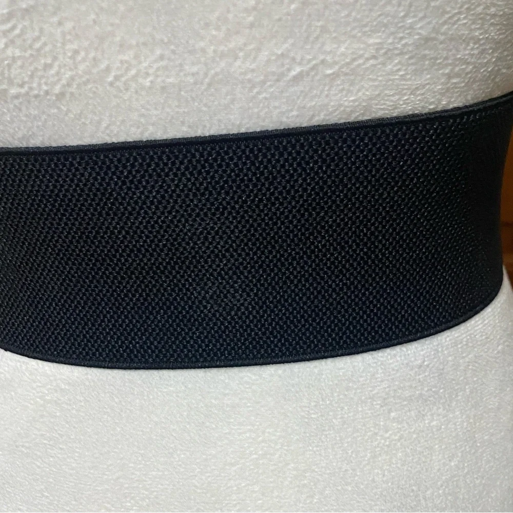 NWT Black Faux Leather Belt with Silver Embellishments Buckle